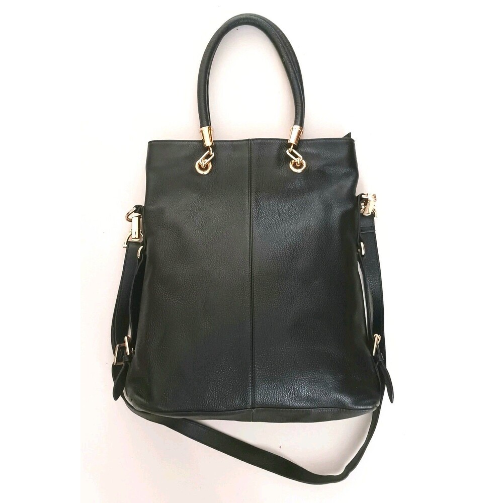 Erica Anenberg X Kristen Bell Sutton Tote Blk Pebbled Leather Crossbody Strap